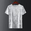 Camiseta de manga corta de seda de hielo para hombre, nueva marca de moda de verano, camisa básica de media manga con cuello redondo, camiseta informal holgada.