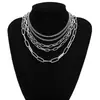 Joyería Transfronteriza Europea y Americana, Retro Elegante, Collar Versátil Sexy de Múltiples Elementos, Collar Geométrico Multicapa de Cadena Simple para Mujer