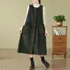 Imágenes reales de vestido chaleco de pana de otoño e invierno, moderno, corte holgado, rejuvenecedor, ropa de mujer de alta gama