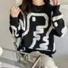 Suéter Pulóver de Punto Suelto para Mujer, Estilo Coreano Nuevo para Otoño e Invierno 2025, Ropa Exterior Suelta con Diseño de Dibujo Animado de Dinosaurio, Suéter de Punto Suelto para Ropa Exterior