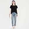 Verão Feminino Novo Cross-border Europeu e Americano Lazy-style Loose Round Neck Hollow Micro-penetração malha Sweater Blusa Protetor Solar Camisa Camisa com ar condicionado