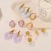 Joyería Moda Transfronteriza Europea y Americana Pendientes de Acero Inoxidable para Mujer Estilo Vacaciones de Verano Pendientes de Acero de Titanio Dopamina