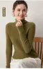 Otoño Invierno Sin Costuras Una Pieza 100% Cachemir Tejido de Punto Suéter para Mujer Costilla Capa Interior Suéter de Cuello Alto Color Liso Capa Base