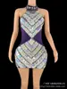 Traje de Performance: Vestido Sexy Feminino de Lantejoulas em Quatro Cores, Justo no Quadril, Slim Fit, Realça a Figura
