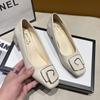 Zapatos nuevos para abuela Primavera y Otoño 2023 piel genuina tacón grueso zapatos de una sola capa para mujer verano tacón medio tacones altos zapatos para ir al trabajo punta cuadrada Zapatos para mujer de las Cuatro Estaciones