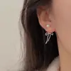 "Ambiente de Ballet" Pendientes Coreanos con Borla de Lazo de Perla Nicho Mosquito Dulces Elegantes Pendientes para Cara Redonda