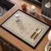 Alfombrilla de drenaje de encimera de cocina de lujo, alfombrilla absorbente y de secado rápido, mantel individual antideslizante con aislamiento térmico para mesa, alfombrilla para cafetera