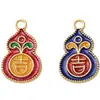 Pulseira Colorida de Cabaça com Design Tradicional de Borboleta Tridimensional, Contas que Atraem Sorte e Aumentam Bênçãos, Acessórios de Joias com Pequeno Pingente de Metal Estilo Chinês