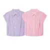 Comercio Exterior Ropa de Mujer 2026 Verano Nuevo Estilo Europeo y Americano Simple Ajustada Camisa de Rayas de Manga Corta 6009571