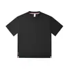 Camiseta Casual de Trabajo para Hombre de 260G con Dobladillo Dividido, Correa de Cinta, Hombros Caídos, Cuello Redondo, Manga Corta, Estampado de Logo, Personalizable DIY