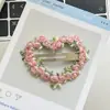 Estilo pastoral pinza para el pelo pequeña floral color rosa melocotón femenina 2025 primavera nuevo fresco encaje amor clip BB tocado