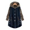 Amazon Ebay Venta Caliente Transfronteriza 2024 Otoño e Invierno Popular Botón Manga Larga Estampado de Leopardo Empalmado Chaqueta de Felpa con Capucha para Mujer