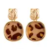 Pendiente de Acetato con Estampado de Leopardo Maillard Personalidad Retro Aguja Plateada Pendientes de Lujo Ligero Sensación de Alta Gama Alternativa de Marca Grande Pendiente Exquisito