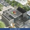 Mesa y Sillas para Patio de Villa de Ocio al Aire Libre, Sofá de Mimbre Impermeable y a Prueba de Sol, Combinación de Mesa y Sillas para Comedor en Terraza de Hotel