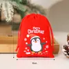 Venda Quente Transfronteiriça Saco Vermelho Veludo Natal Saco de Presente com Cordão Desenho Animado Estampado Embalagem para Doces Biscoitos Atacado