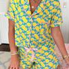 Pijama de Mujer Nuevo de Verano 2026 Seleccionado Cuidadosamente, Conjunto Casual de Ropa de Casa con Cuello Solapa Manga Corta y Pantalones Cortos Estilo Europeo y Americano
