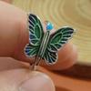 Anillo Mariposa Esmalte Cloisonne Estilo Étnico Vintage para Mujer Diseño Nicho Artesanía Antigua Creativo Anillo Abierto