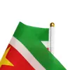 Bandera de Surinam Bandera para Agitar a Mano No. 8 Banderas de Poliéster Bandera de Campaña Personalizada 14x21cm Bandera para Agitar a Mano Fabricante Venta al por Mayor