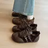 Sapatos Agan aumento de altura interna sapatos de treino alemães femininos sola grossa sapatos de plataforma femininos fivela de couro versátil estiloso cano baixo outono cadarço casual