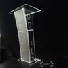 Podio transparente en stock, atril de cristal, soporte acrílico para anfitrión, podio para presentador, mostrador de servicio y mostrador de atención al cliente