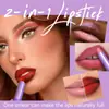 Labial bicolor transfronterizo nacarado mate hidratante no se pega fácilmente a la taza bálsamo labial degradado maquillaje de labios mordidos labial