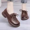 Zapatos de mujer de piel con cordones, nueva colección otoño 2026, suela gruesa, suela blanda, mocasines cómodos y versátiles para mujeres de mediana edad y mayores