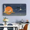 Colgante de pared para influencers decoración horizontal de lujo ligero pintura de porcelana de cristal reloj sala de estar reloj moderno reloj de pared para el hogar pintura decorativa hogar