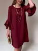 Em estoque 2026 Amazon transfronteiriço europeu e americano moda feminina verão novo estilo simples de luxo leve vestido reto com manga sino