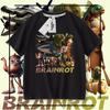 Camiseta Infantil de Manga Curta Algodão Puro Top de Menino Roupas de Palito de Madeira Abstrato Escrituras Estrangeiras de Montanha e Mar Tongtongsahur