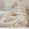 Juego de Cubrecolchón de Verano Estilo Princesa Todo Algodón, Juego de Cuatro Piezas, Colcha de Verano de Algodón Puro de Soja, Lavable a Máquina, Colcha de Aire Acondicionado