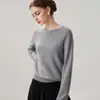 Suéter de Cachemira de Cuello Redondo para Mujer Color Sólido Cálido Manga Larga Tejido de Punto Otoño Invierno Nuevo Estilo Suave Pegajoso Amigable con la Piel Jersey Capa Base Ropa Interior