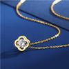 Collar de Plata de Ley 925 de Trébol de Cuatro Hojas de la Suerte para Mujer, Diseño de Nicho Estilo Ins con Colgante de Circonita Microincrustada, Cadena para Clavícula al por Mayor