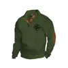 Amazon Best-Selling Transfronterizo Otoño e Invierno Talla Europea Hombre Casual al Aire Libre Cuello Alto Imitación Manga Larga Estampado Sudadera con Tres Botones