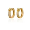 Pendientes Huecos Europeos y Americanos con Forma de Corazón Transfronterizos Botón Estilo Botón con Borde Dorado Inlay de Cobre con Circonita de Colores Pendientes para Mujer Fabricante Venta al por Mayor