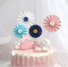Bolo de girassol para festa cartão de aniversário em origami suprimentos de estética para confeitaria bandeira de origami plug-in de sobremesa de aniversário