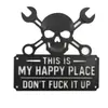 Transfronteiriço Este É o Meu Lugar Feliz Placa de Parede de Metal Placa de Caveira Mundo Feliz