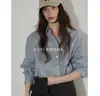 Lofi eligió una camisa a cuadros de manga larga versátil y de color liso en bloques para mujer, nuevo diseño de primavera, top de algodón