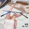 Novos óculos de metal anti-luz azul Moda Ponto de rede vermelho Olho de gato com diamante armação grande lisa óculos de emagrecimento podem ser equipados com miopia lentes lisas