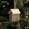 Casa de Navidad de Madera Maciza Transfronteriza Casa Pequeña Adornos Colgantes para Árbol de Navidad Casa de Madera Decoración Creativa Decoraciones Colgantes