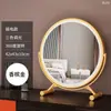 Espejo de Maquillaje LED de Escritorio con Luces para Uso en Casa, Espejo Inteligente para Tocador de Habitación de Niñas, Espejo de Mesa Giratorio
