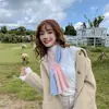[Duas cores] Cachecol Feminino Pelo de Vison Sintético Quente Espessado Estilo Coreano Cachecol Pequeno Outono e Inverno Uso Duplo Proteção de Pescoço Manga de Pescoço Inverno