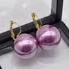 Brincos de Pérola Grande Exagerados Retrô Estilo Hong Kong Brincos de Nicho Roxo Personalizados para Mulheres Brincos para Mulheres