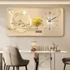 Nova Pintura Decorativa de Sala de Jantar Ruyi de Caqui Chinês Calendário Perpétuo Eletrônico Silencioso Sala de Estar com Relógio Pendurado na Parede Mesa de Jantar Pintura de Parede
