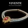 Conjunto de joyería de la época medieval con doble capa de perla de diamante rosa, collar vintage chapado en oro de alta calidad transfronterizo europeo y americano.
