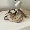 Bolsa de Axila Suede com Bolinhas Estilo Coreano Bolsa de Mão Versátil Simples Bolsa de Ombro Atmosfera Outono/Inverno Bolsa de Ombro Único Feminina