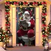 2026 Nova Cortina de Porta Banner de Natal Decoração de Fundo para Fotos ao Ar Livre com Papai Noel e Filhote