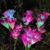 Luz Solar para Jardim Externo Flor de Lírio Artificial Flor de Lírio de Fibra Óptica Decorativa Tipo Água Inserida no Solo Área de Gramado do Jardim