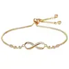 Pulsera de Mujer de Venta Caliente Transfronteriza Cobre Circonita Microincrustada Pulsera Ajustable Moda Versátil Figura de Ocho Personalizada Pulsera de Lujo Ligero