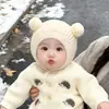 Touca de Bebê Inverno Lã Fofa Estilo Coreano Super Fofa Acolchoada Quente Tricô Proteção de Orelha Touca à Prova de Vento para Recém-nascido