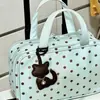 Bolsa de maquillaje impermeable estilo coreano con lunares, gran capacidad, bolso de mano con tres compartimentos, neceser portátil, se puede colgar en una maleta